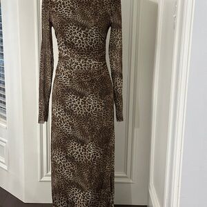 Leopard Print Long Sleeve Dress